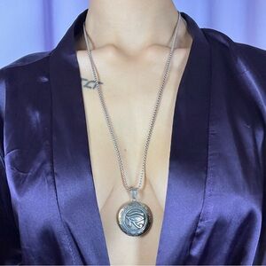 Silver Eye of Horus Pendant 26" Chain Necklace Amulet Symbolic Egyptian Unisex
